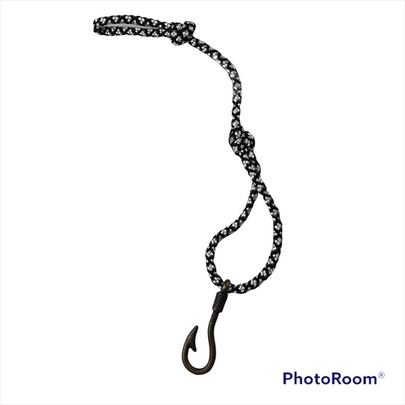 NWOT Fish Hook Bracelet and Sticker Just Hookin Adjustable Braided Bracelet - Picture 1 of 4